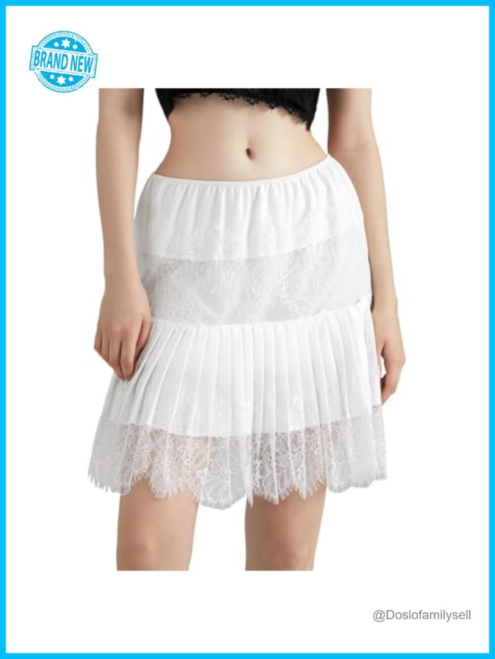 Lace Mini Slip Skirt Pleated Half Slip Y2k Night Out